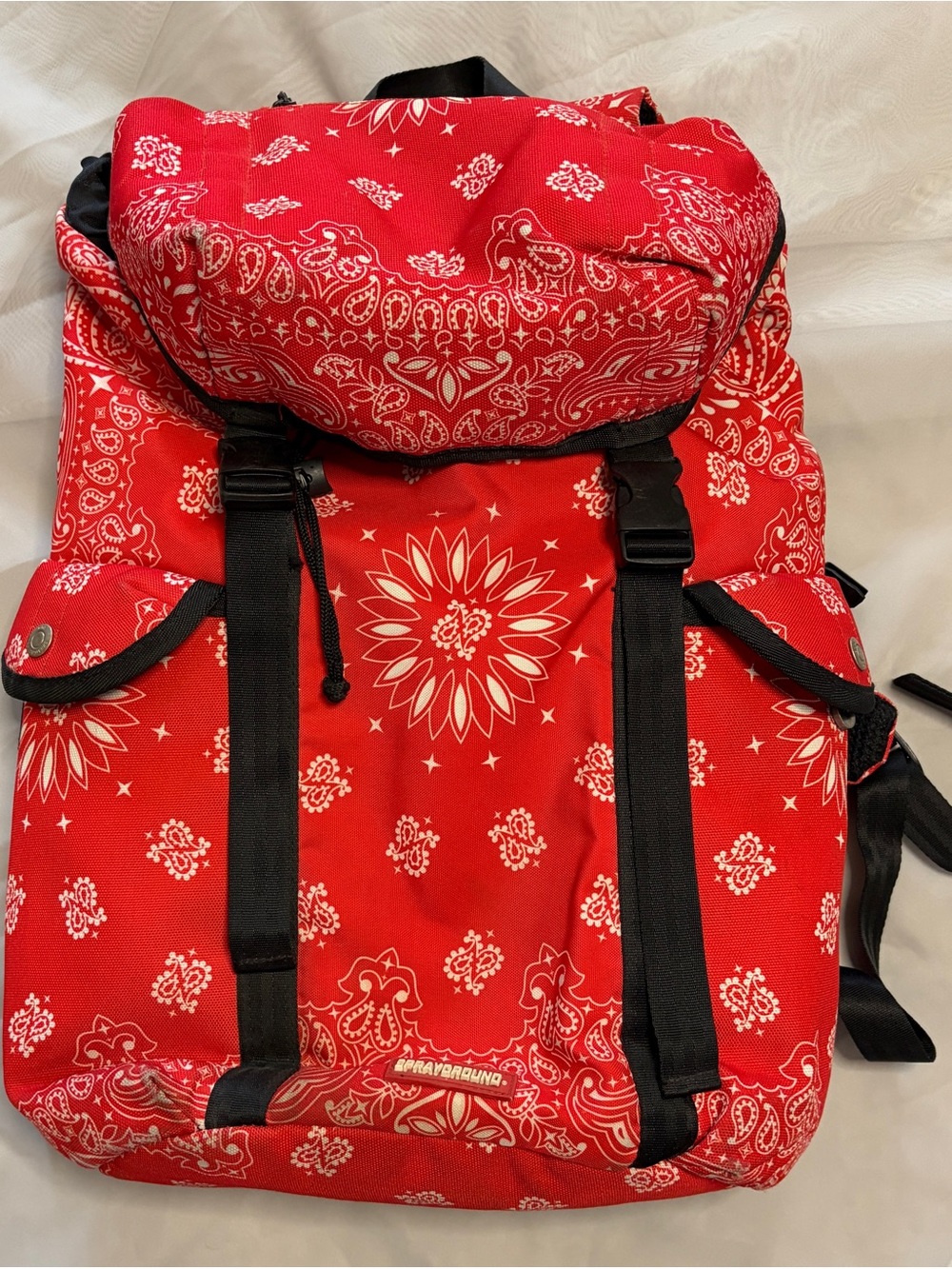 SPRAYGROUND Red Bandana Print Drawstring Backpack - Picture 3 of 16